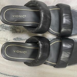 Black Vionic Heeled Sandals